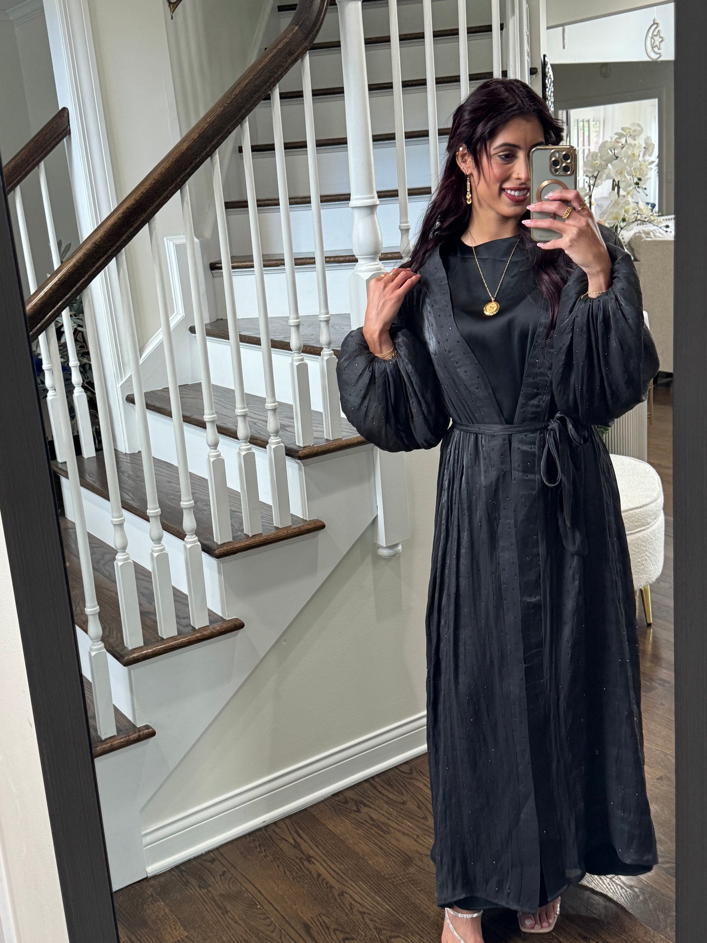 Luxurious two-piece rhinestones abaya