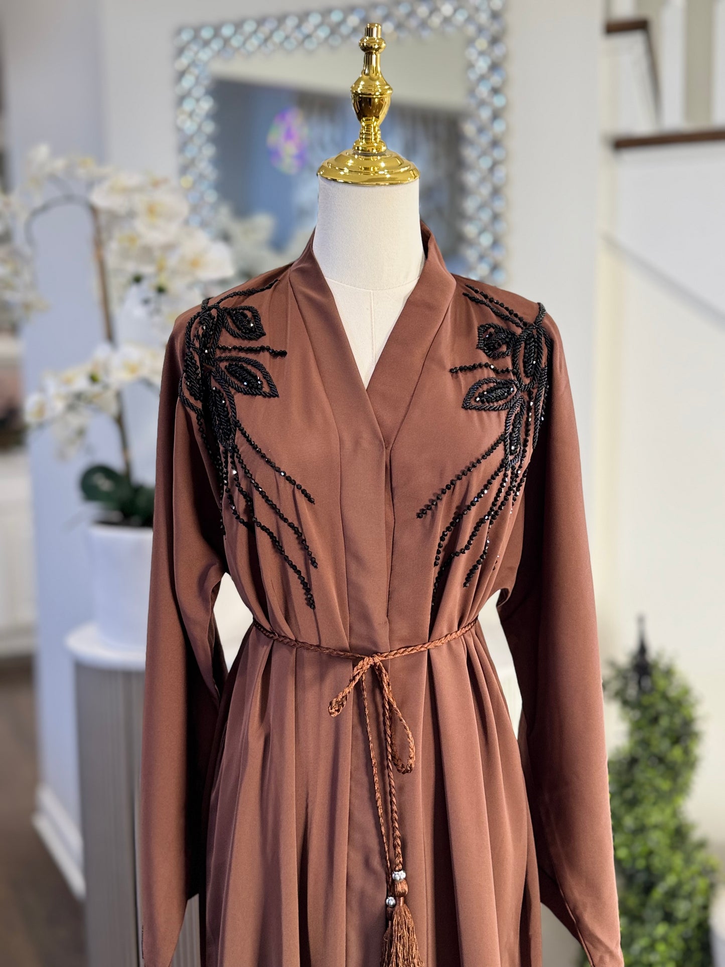 Embellished Light Brown Dubai Abaya