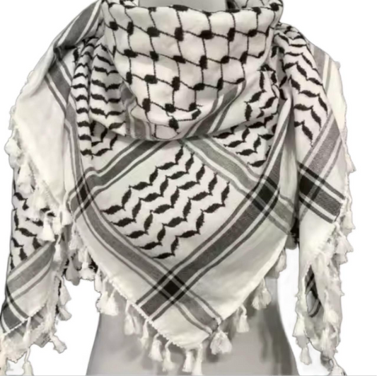Palestinian Kufiya Shemagh hatta Scarf Cotton Winter Shawl neck wrap keffiyah embroidered with tussles