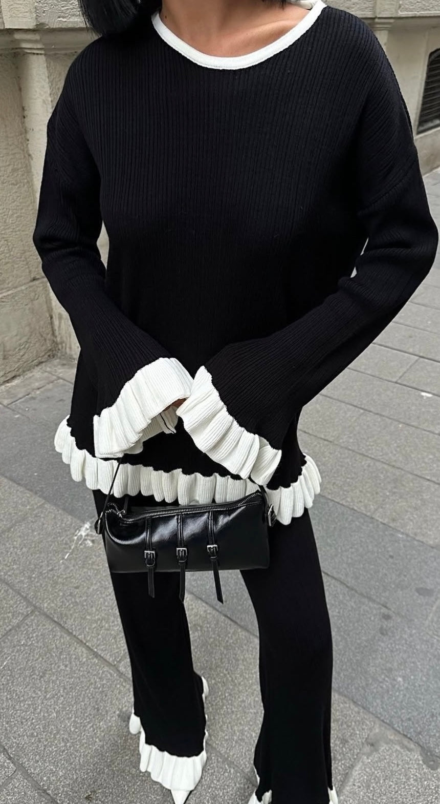 Co-Ord Dual-Tone Delight Knitwear Pant Set
