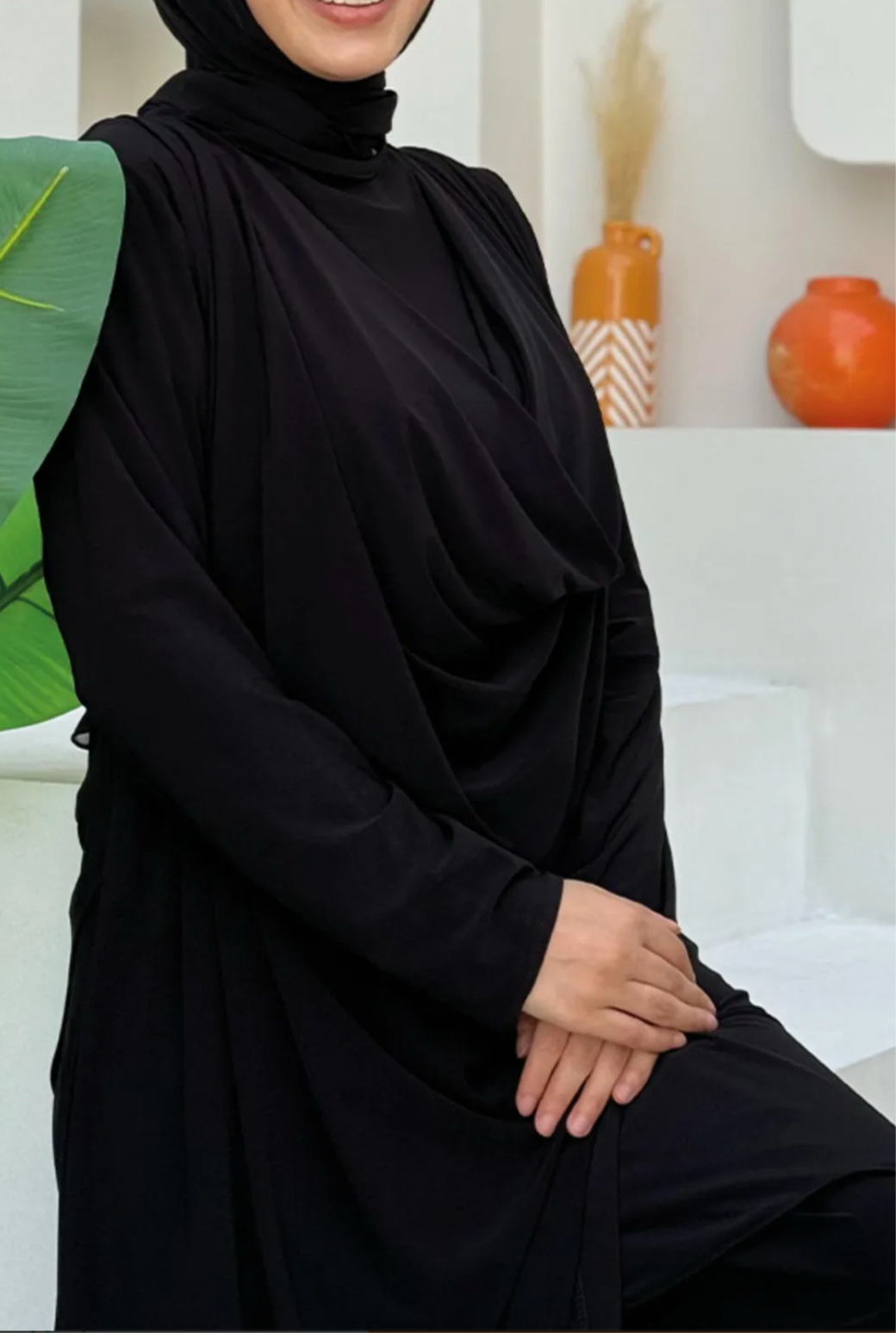 Asymmetric Cut Shawl Collar Tunic and Trousers pant Set