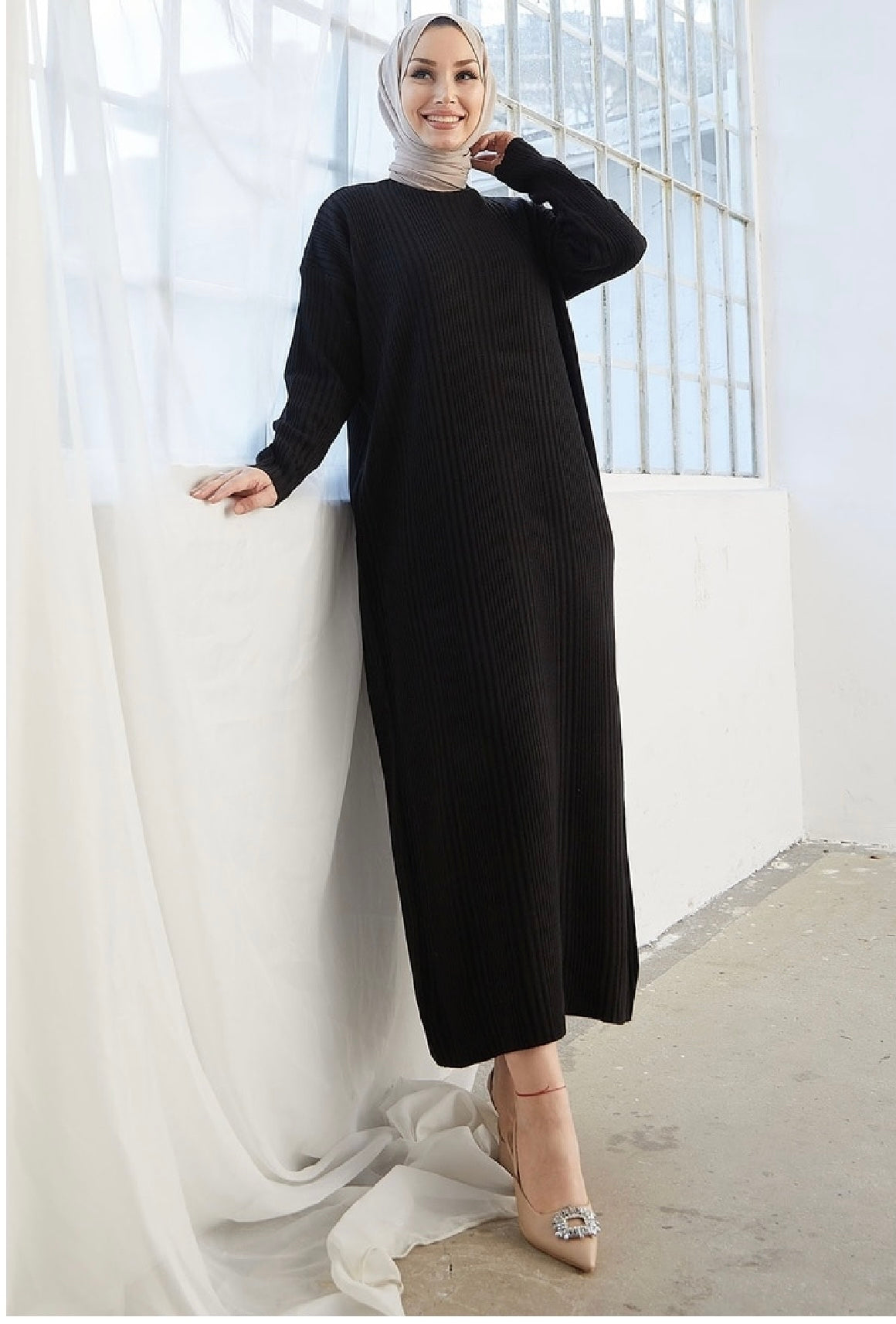 Polo neck-Knitted Winter Dress Turtleneck