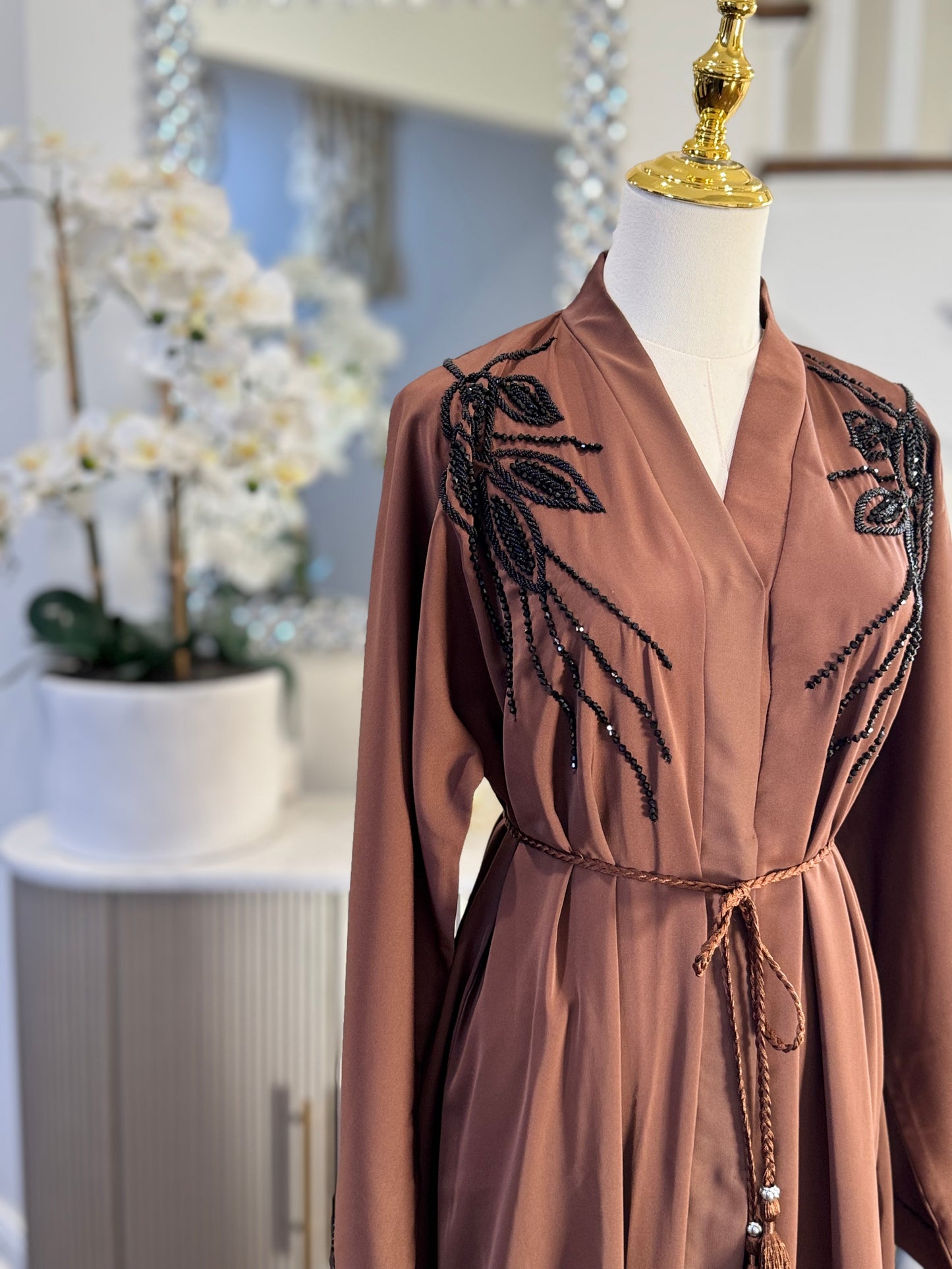 Embellished Light Brown Dubai Abaya