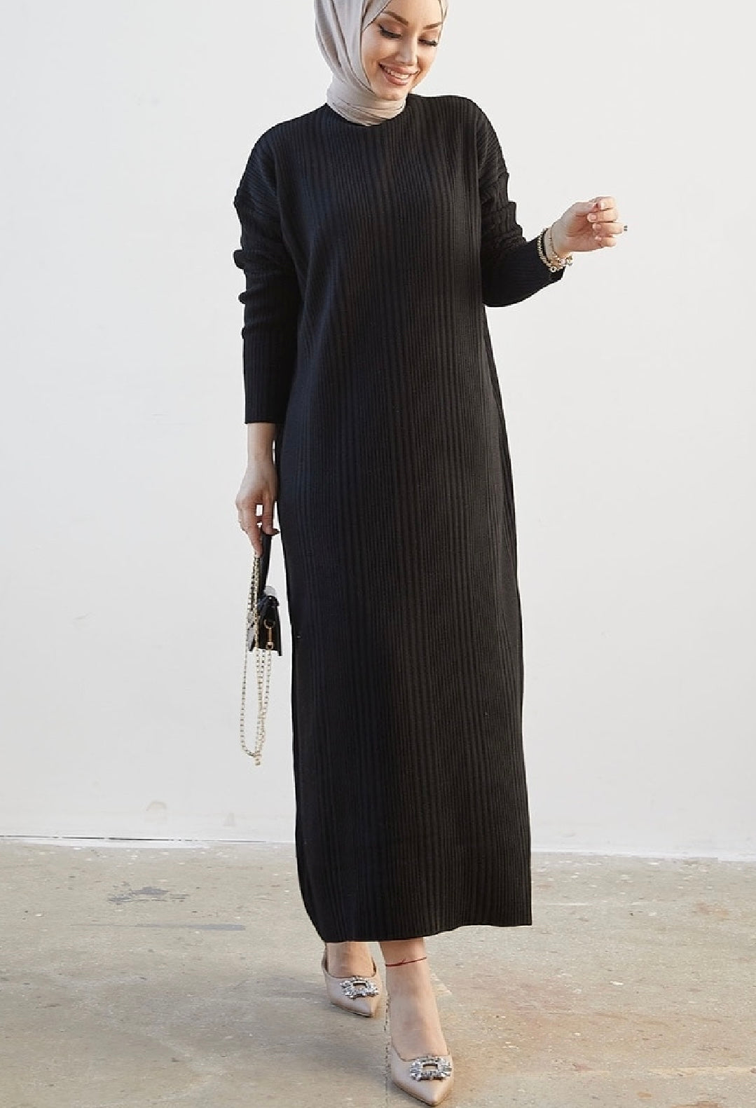 Polo neck-Knitted Winter Dress Turtleneck