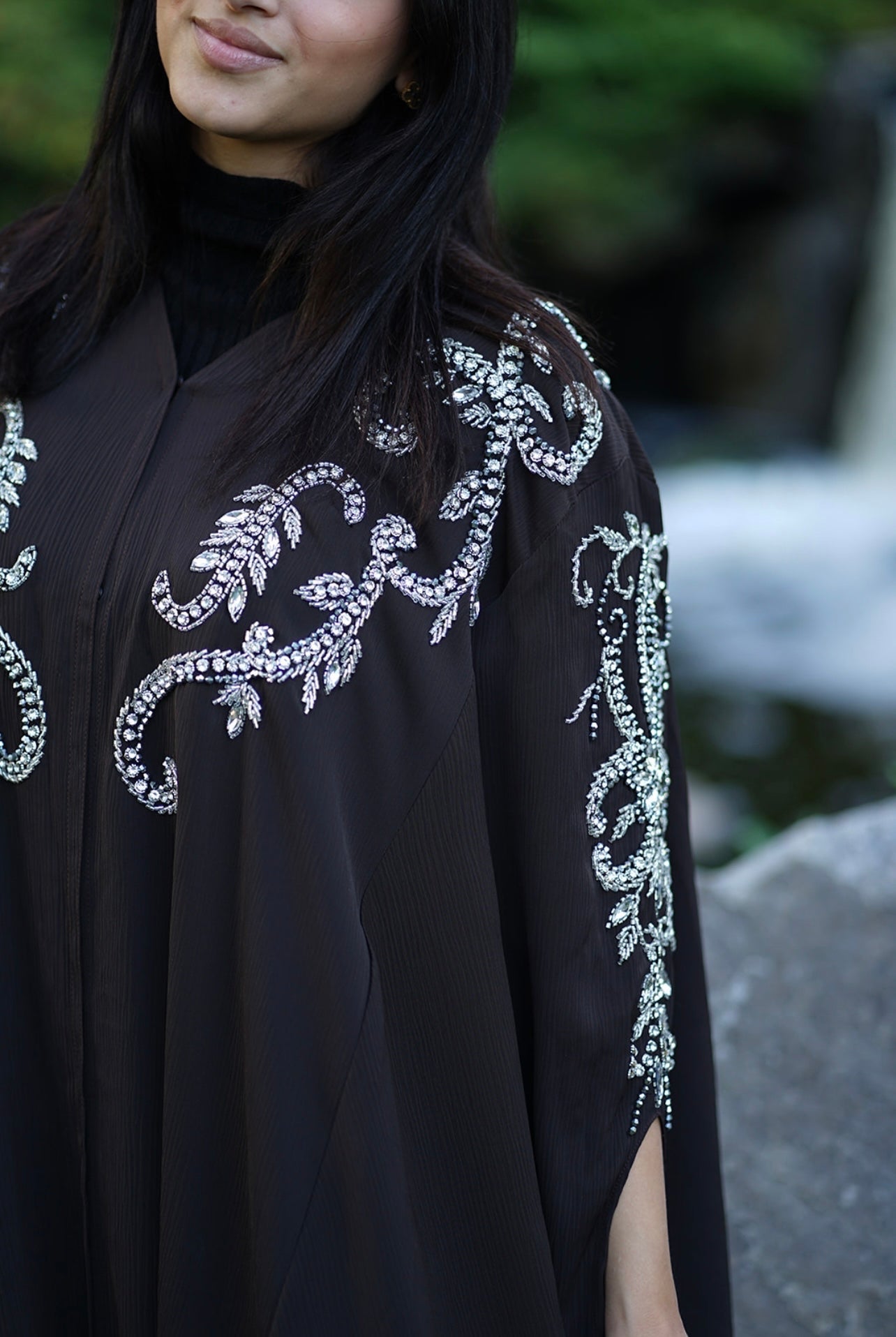 LUXURY BROWN EMBELLISHED ABAYA DUBAI CAPE