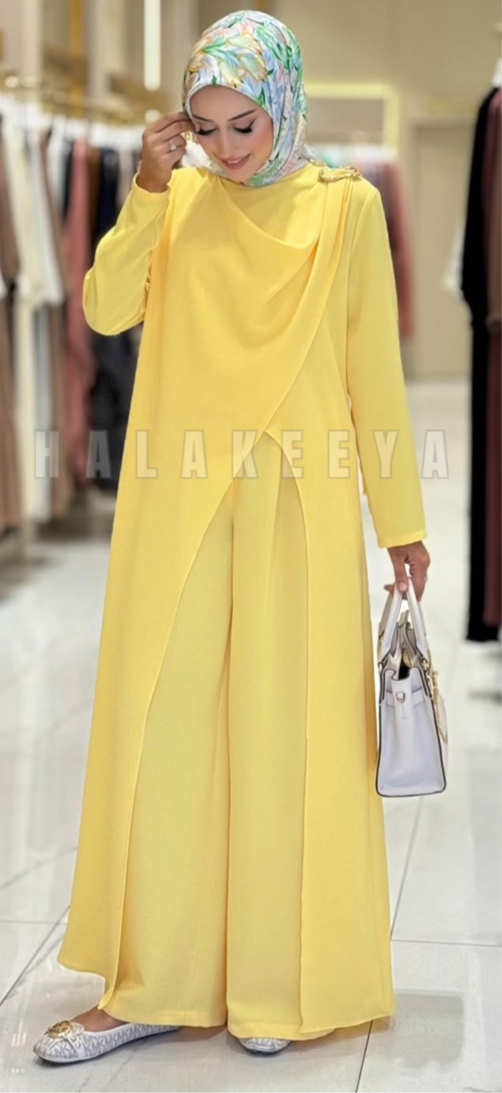 2 Pcs Long Tunic With Wide Pant Set