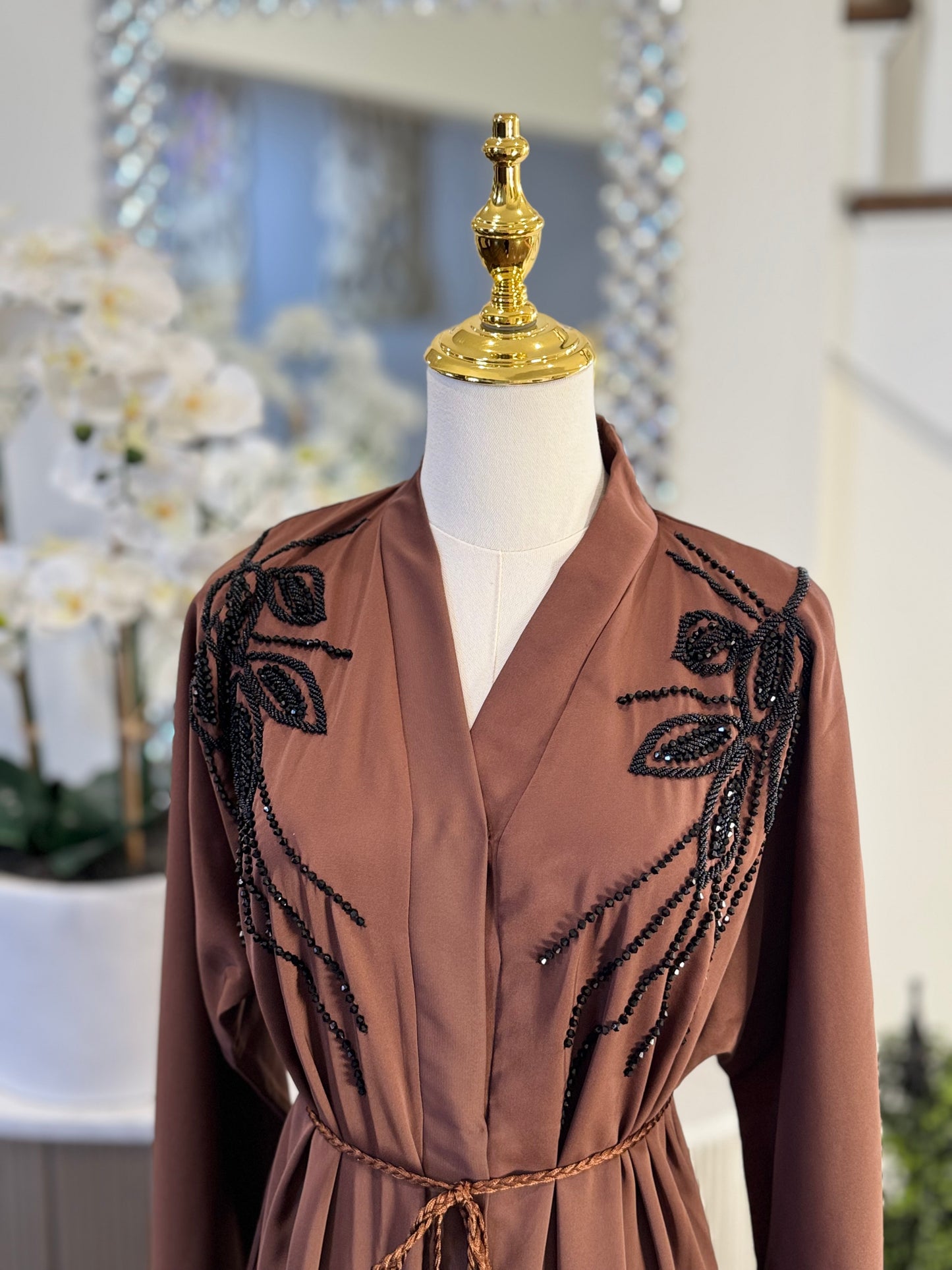 Embellished Light Brown Dubai Abaya
