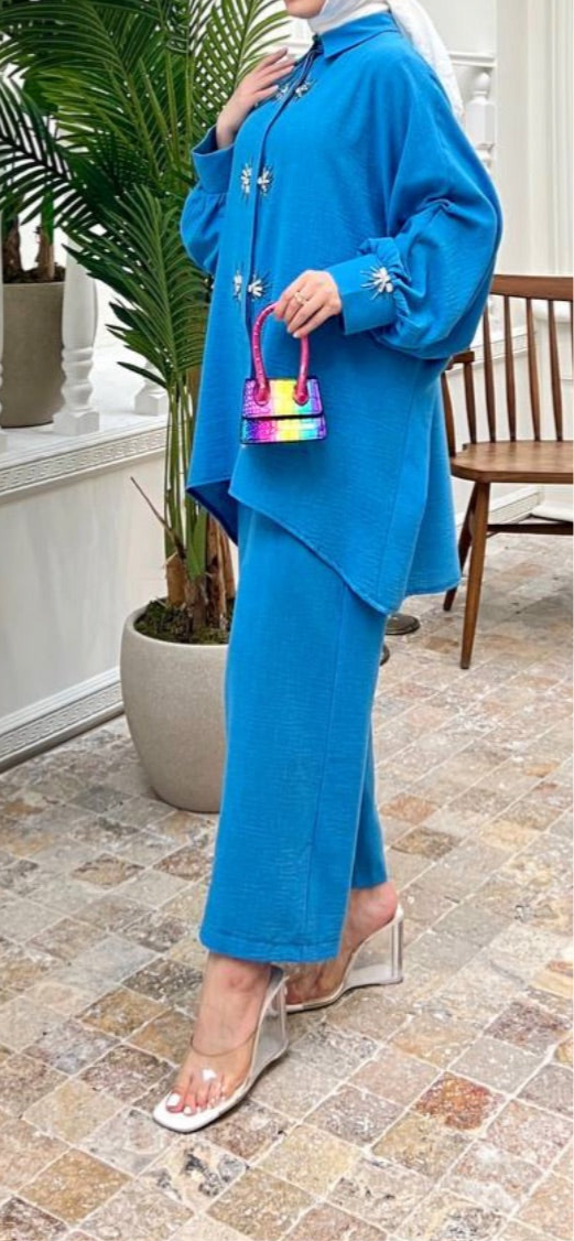 Casual Beaded Pants Set