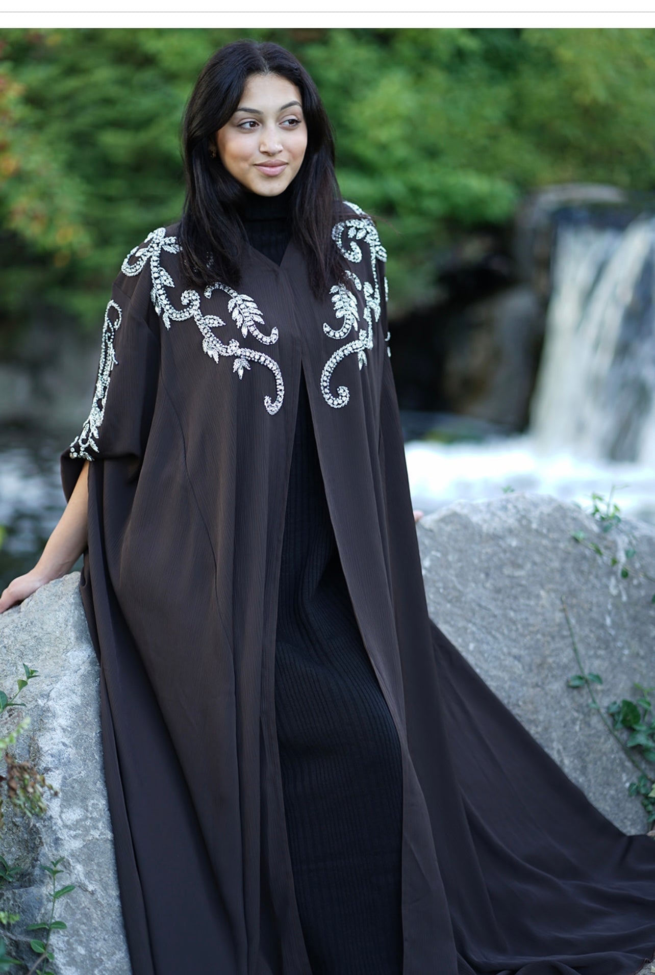 LUXURY BROWN EMBELLISHED ABAYA DUBAI CAPE