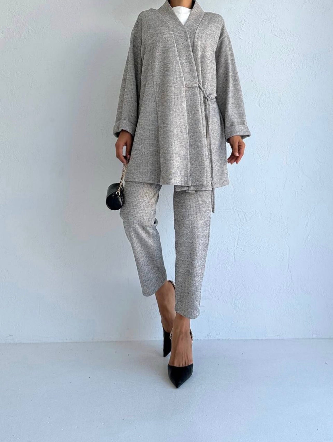 Kimono Textured Long Sleeve Co-Ord set