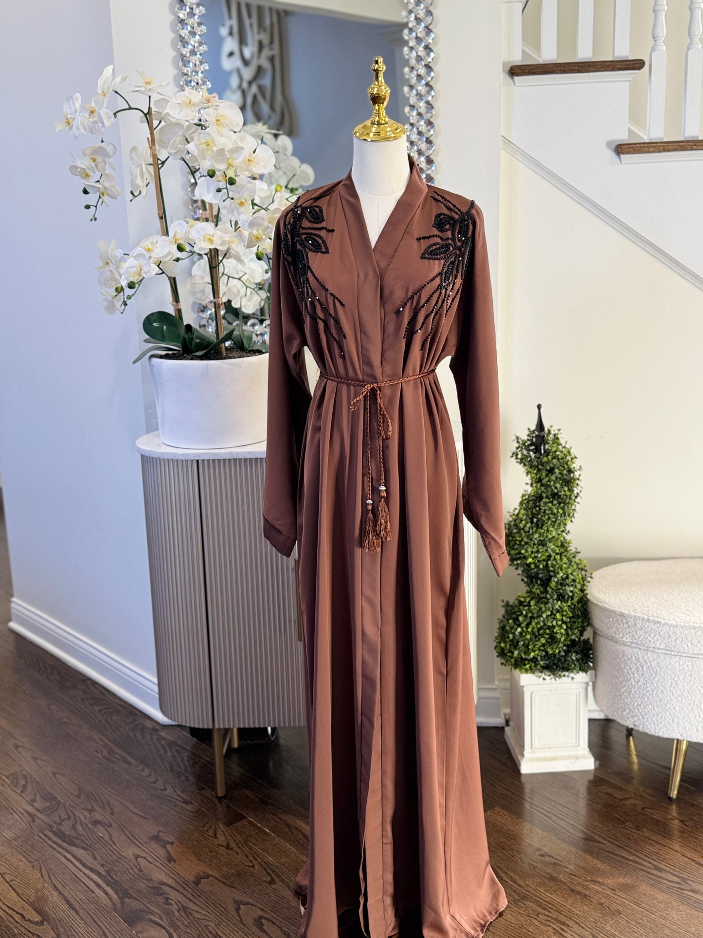 Embellished Light Brown Dubai Abaya