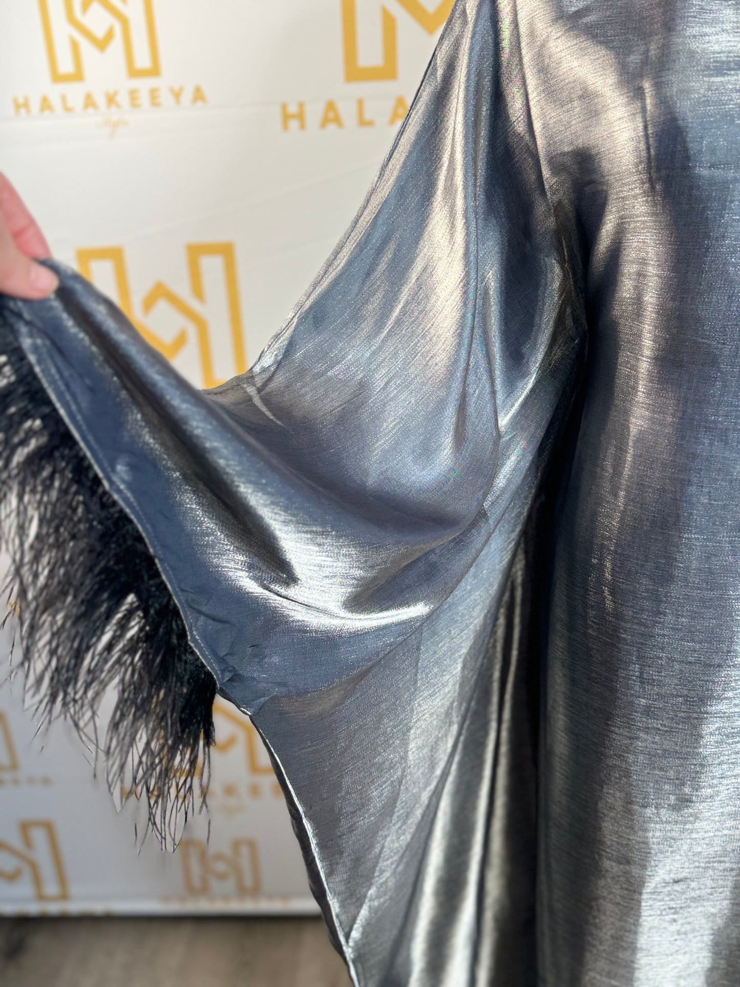 BUTTERFLY ABAYA Feather Cuff Details