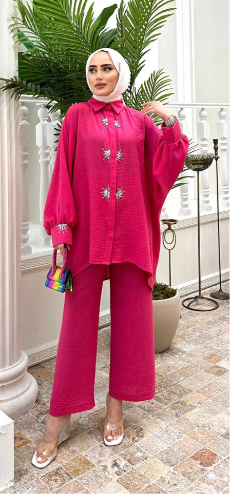 Casual Beaded Pants Set