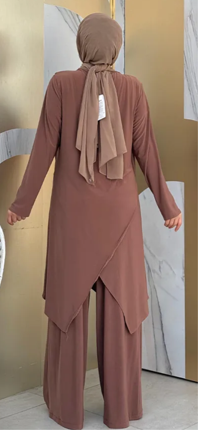 Asymmetric Cut Shawl Collar Tunic and Trousers pant Set