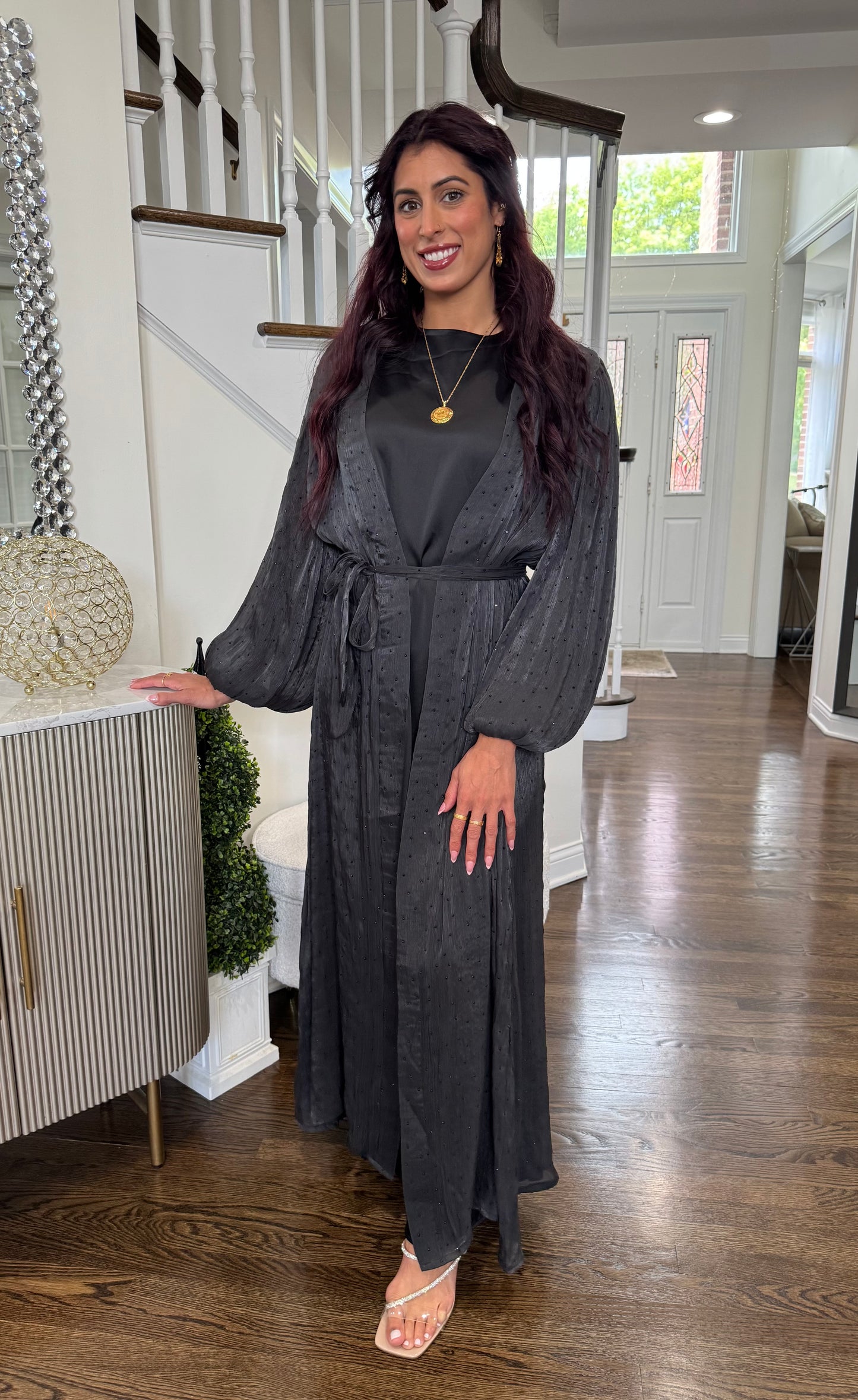 Luxurious two-piece rhinestones abaya