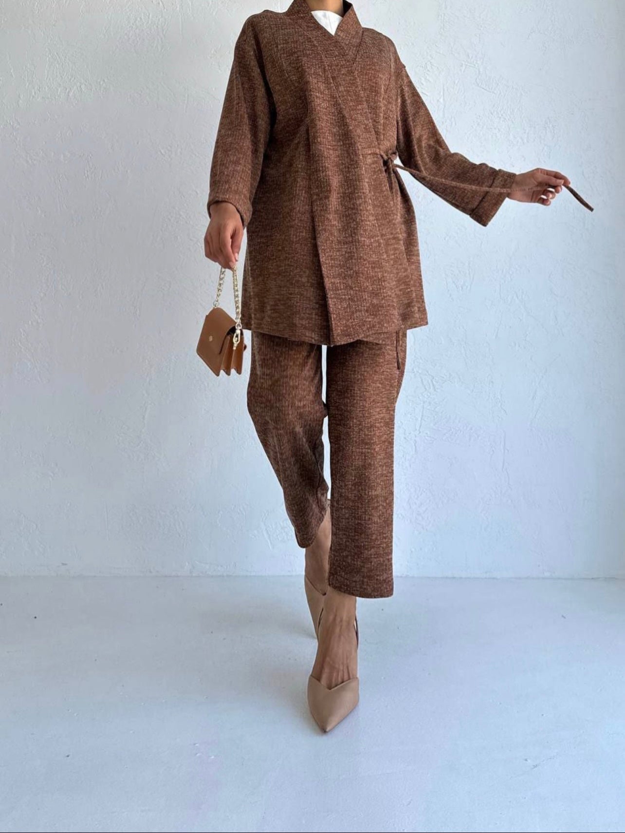 Kimono Textured Long Sleeve Co-Ord set