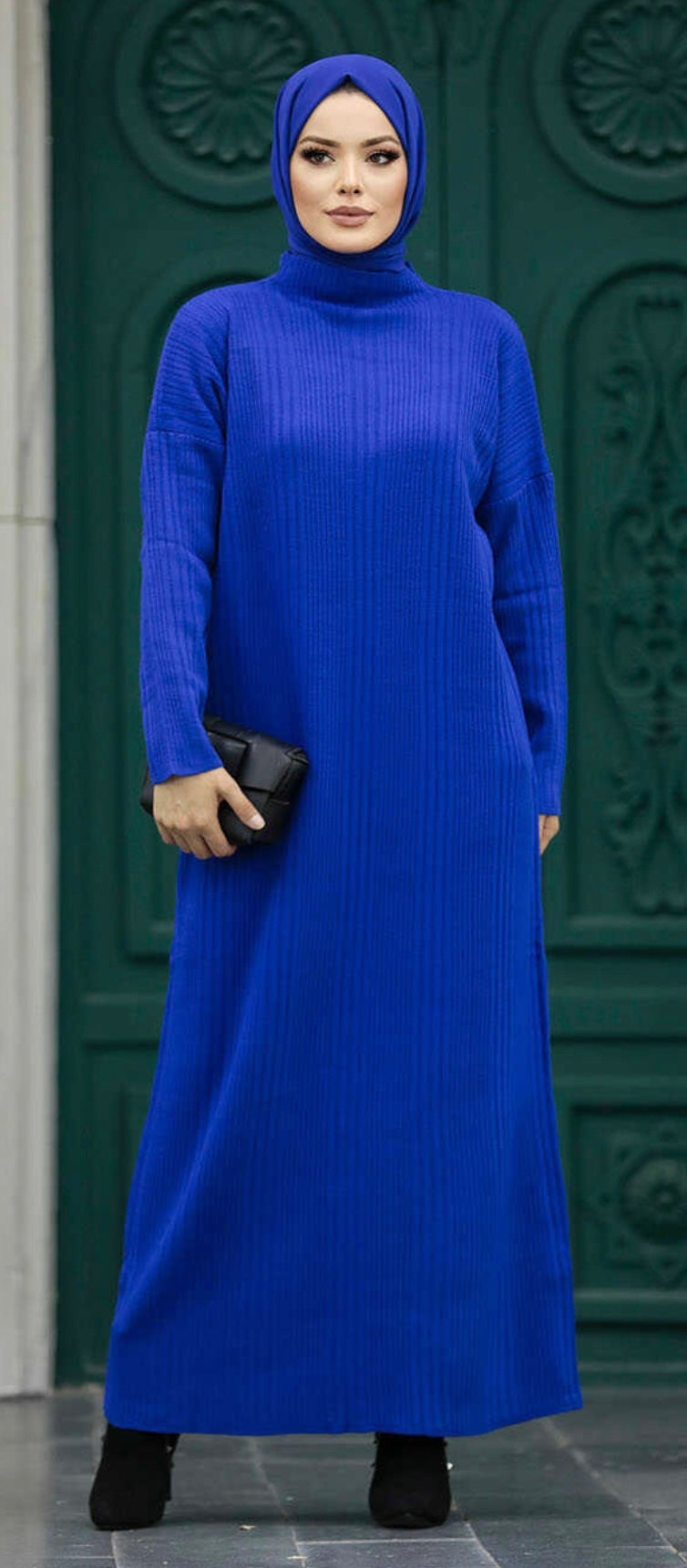 Polo neck-Knitted Winter Dress Turtleneck