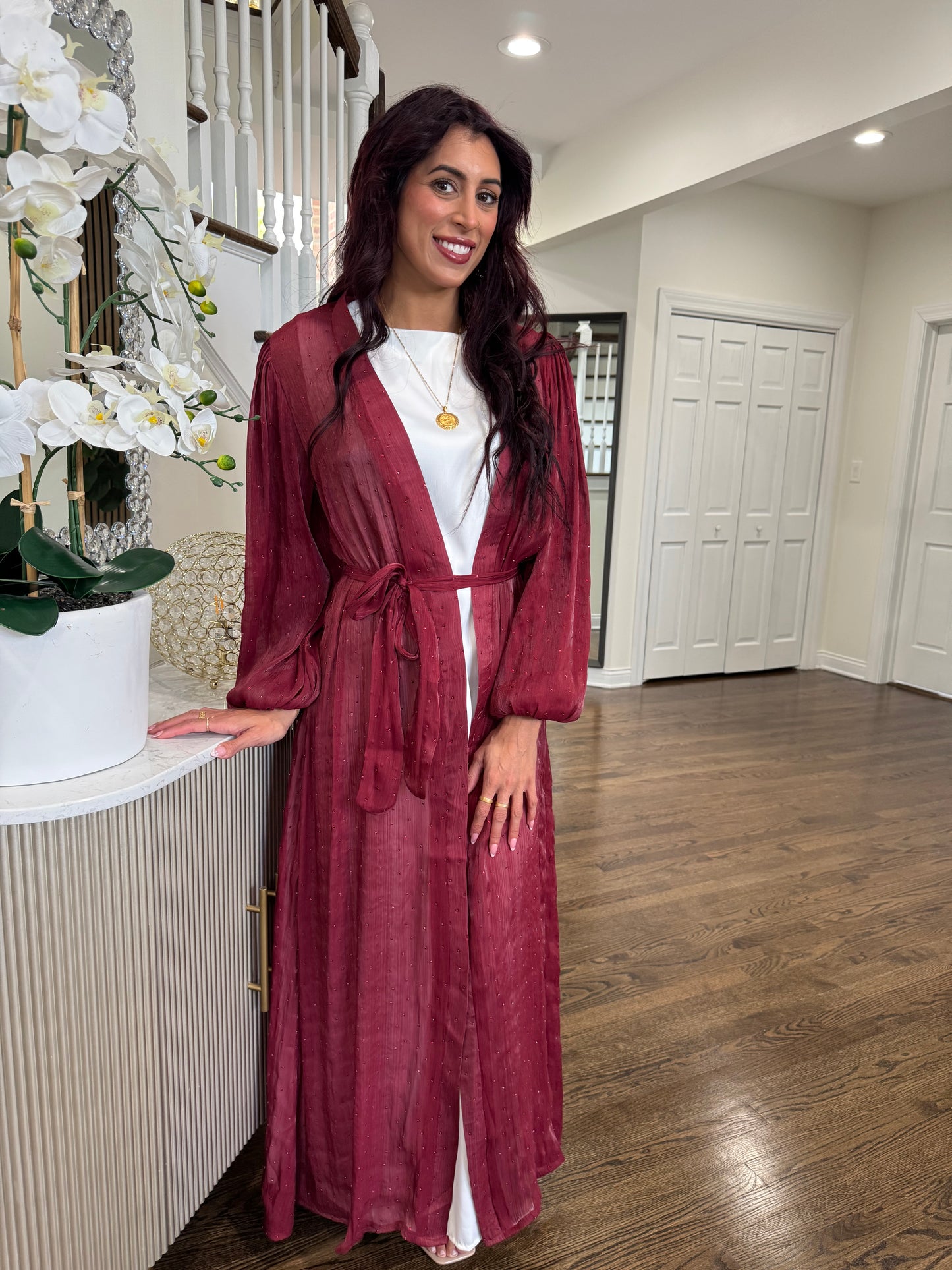 Luxurious two-piece rhinestones abaya