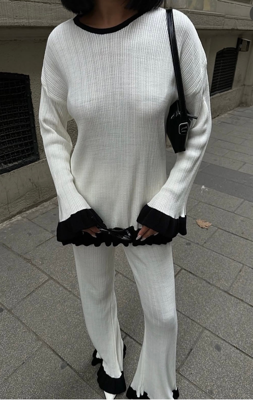 Co-Ord Dual-Tone Delight Knitwear Pant Set