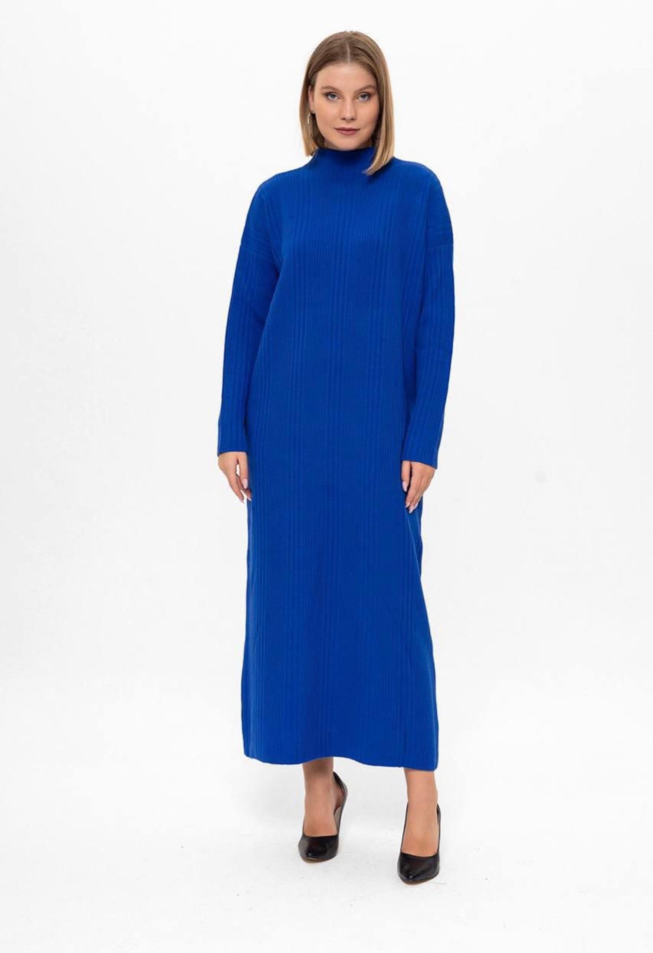 Polo neck-Knitted Winter Dress Turtleneck