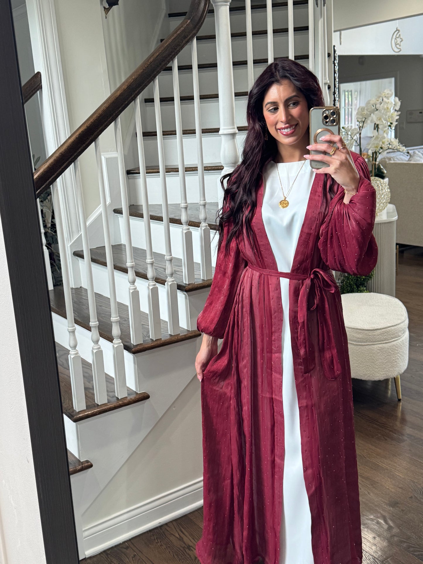 Luxurious two-piece rhinestones abaya