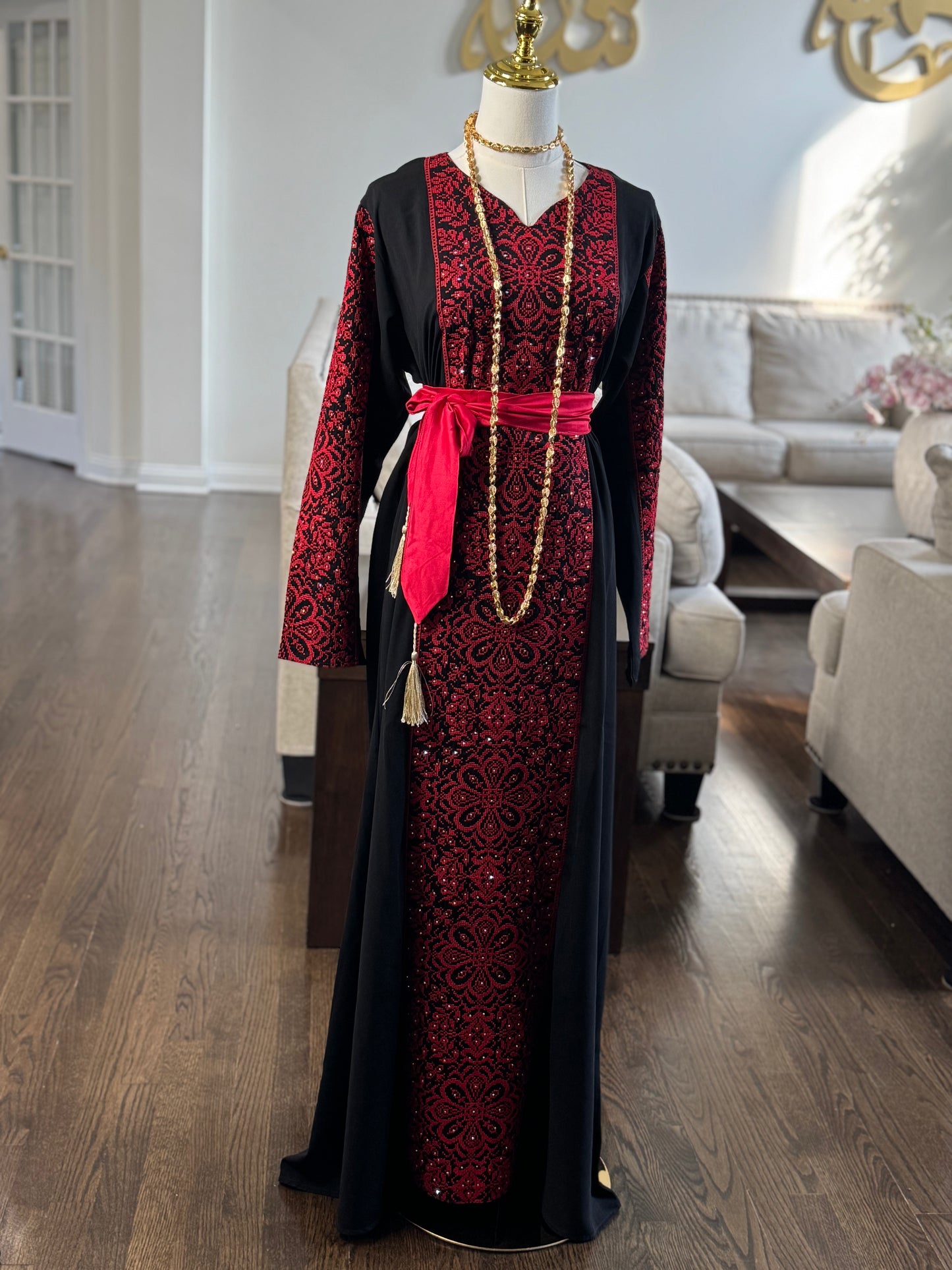 2 pcs Palestinian Embroidered Thobe Dress