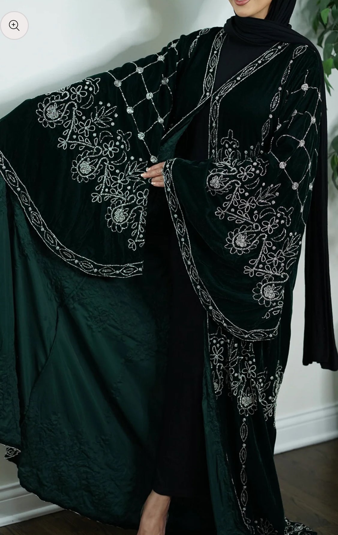 Luxury velvet open Abaya fully handwork Embellished beaded