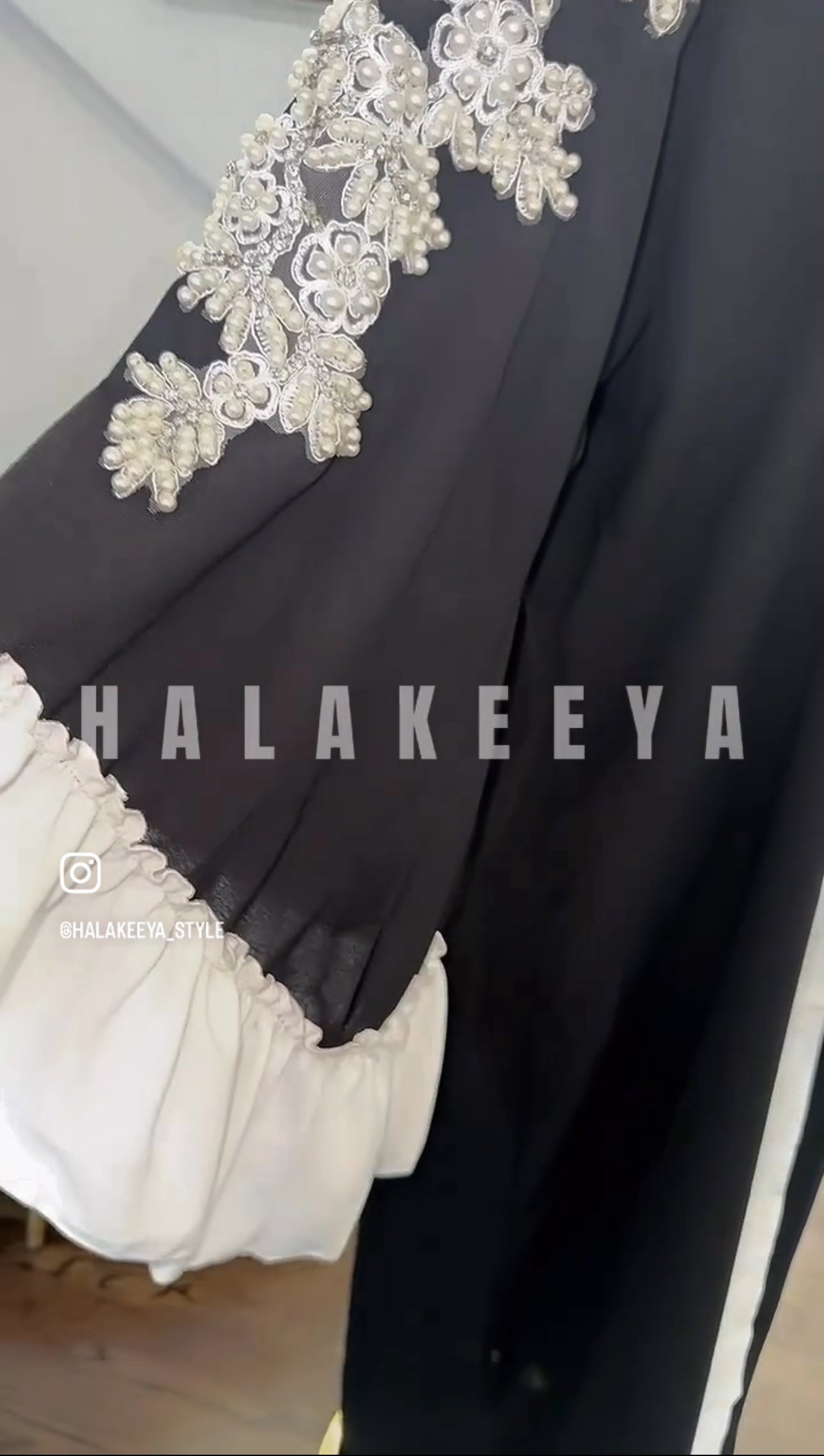 Handwork Beaded Chest and Shoulders open Abaya