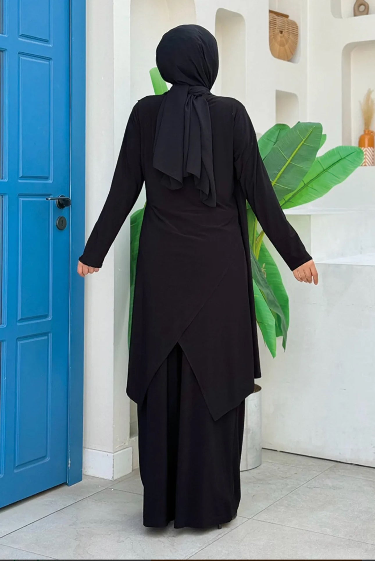 Asymmetric Cut Shawl Collar Tunic and Trousers pant Set