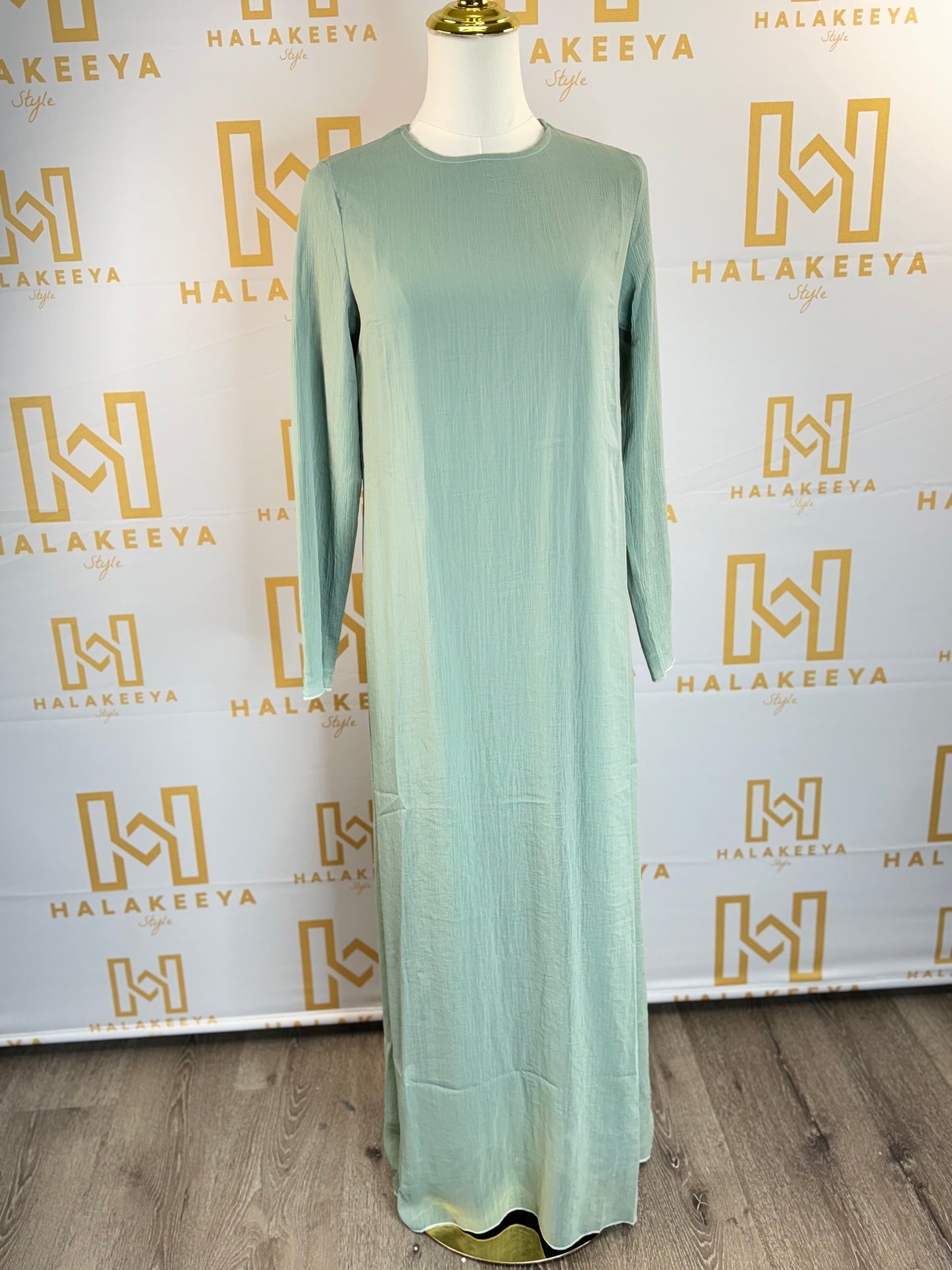 2-Piece Puff Sleeves Chiffon Abaya Set with Belt