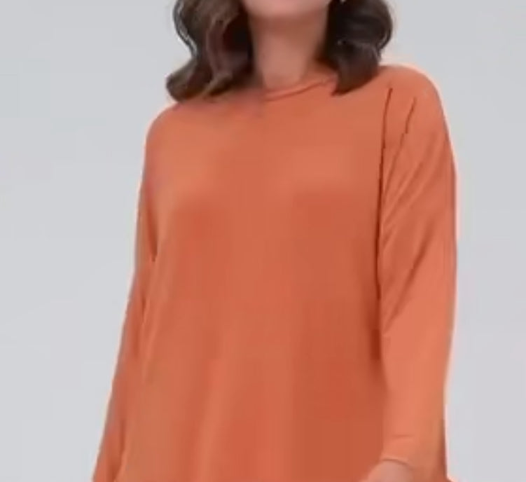 Long Sleeves Ruffled Hem Tunic and Ankle pants set