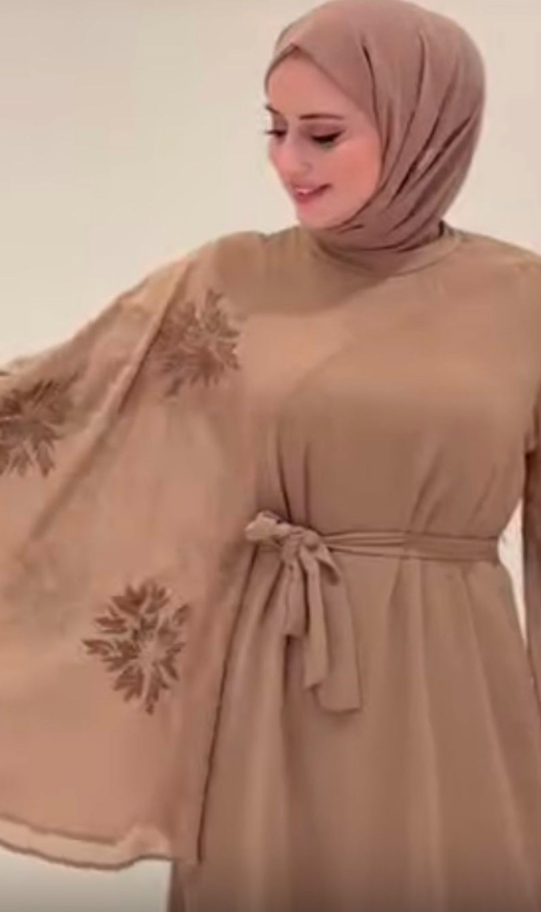 Long Women’s Dress Wide Butterfly sleeves Printed Gold flowers