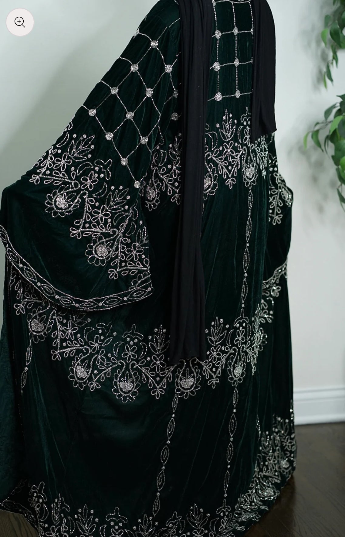 Luxury velvet open Abaya fully handwork Embellished beaded