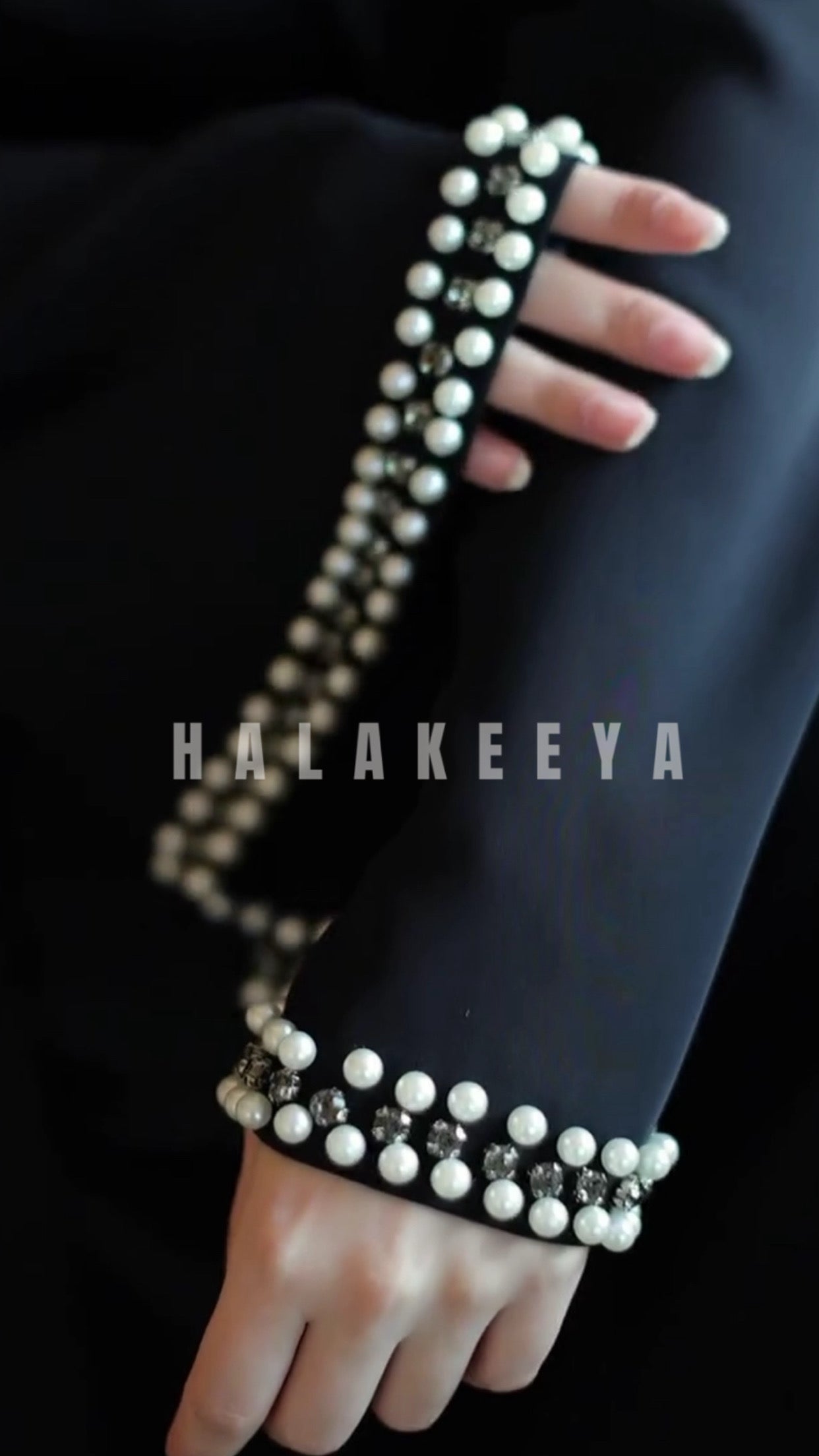 Embellished pearls abaya set