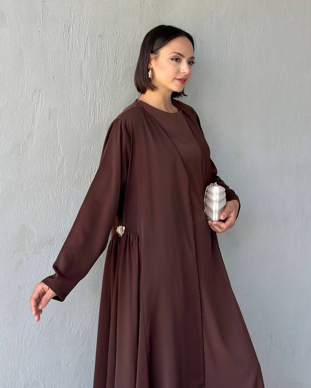 Elegant decorated Ruffled Sided Open Abaya
