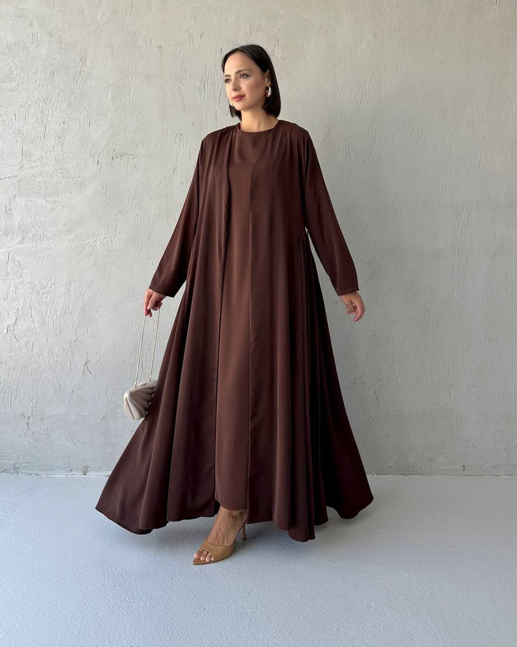 Elegant decorated Ruffled Sided Open Abaya