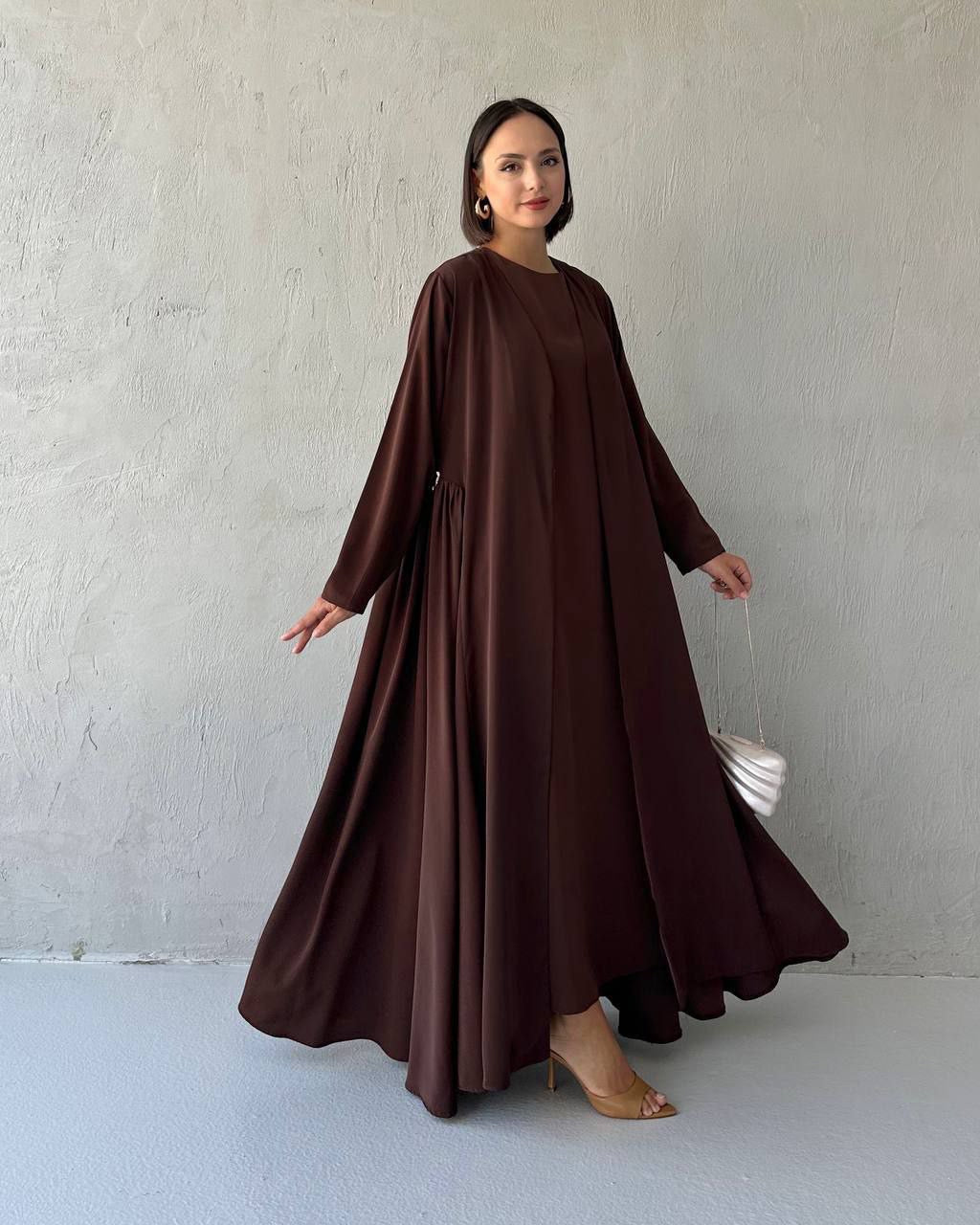 Elegant decorated Ruffled Sided Open Abaya
