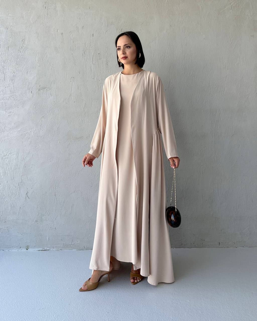 Elegant decorated Ruffled Sided Open Abaya
