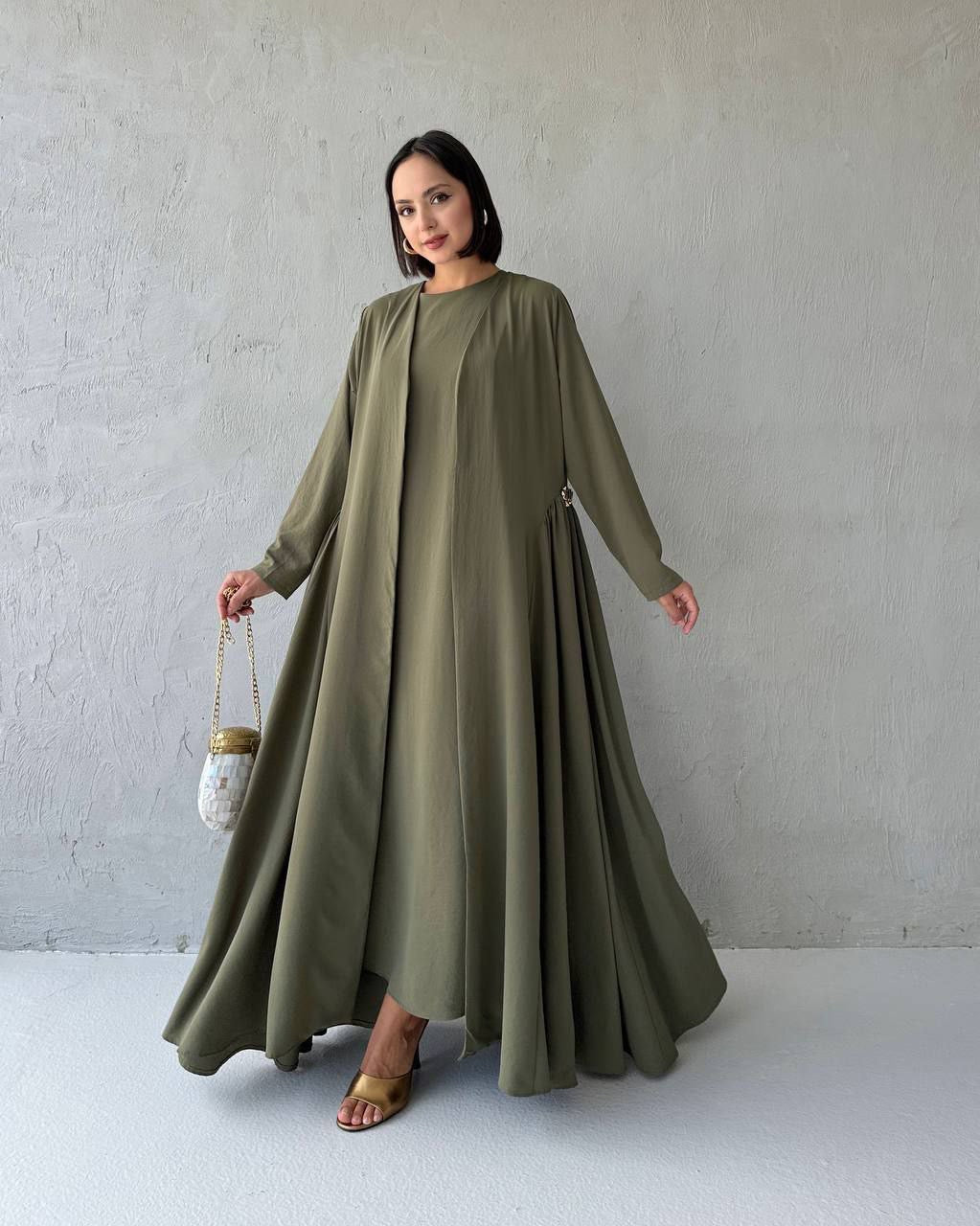 Elegant decorated Ruffled Sided Open Abaya