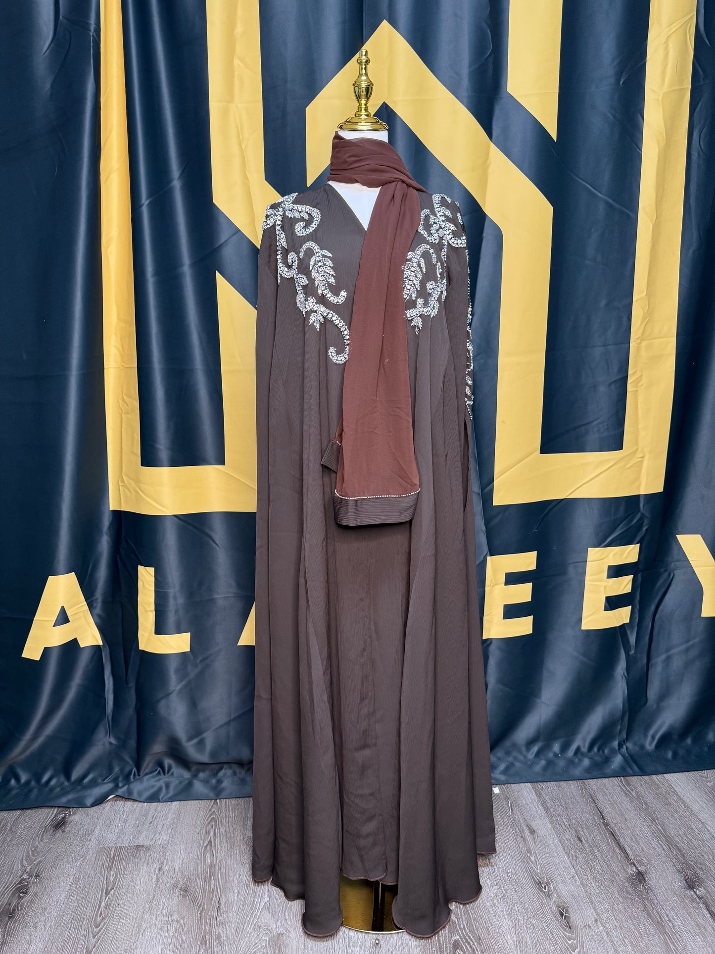 LUXURY BROWN EMBELLISHED ABAYA DUBAI CAPE