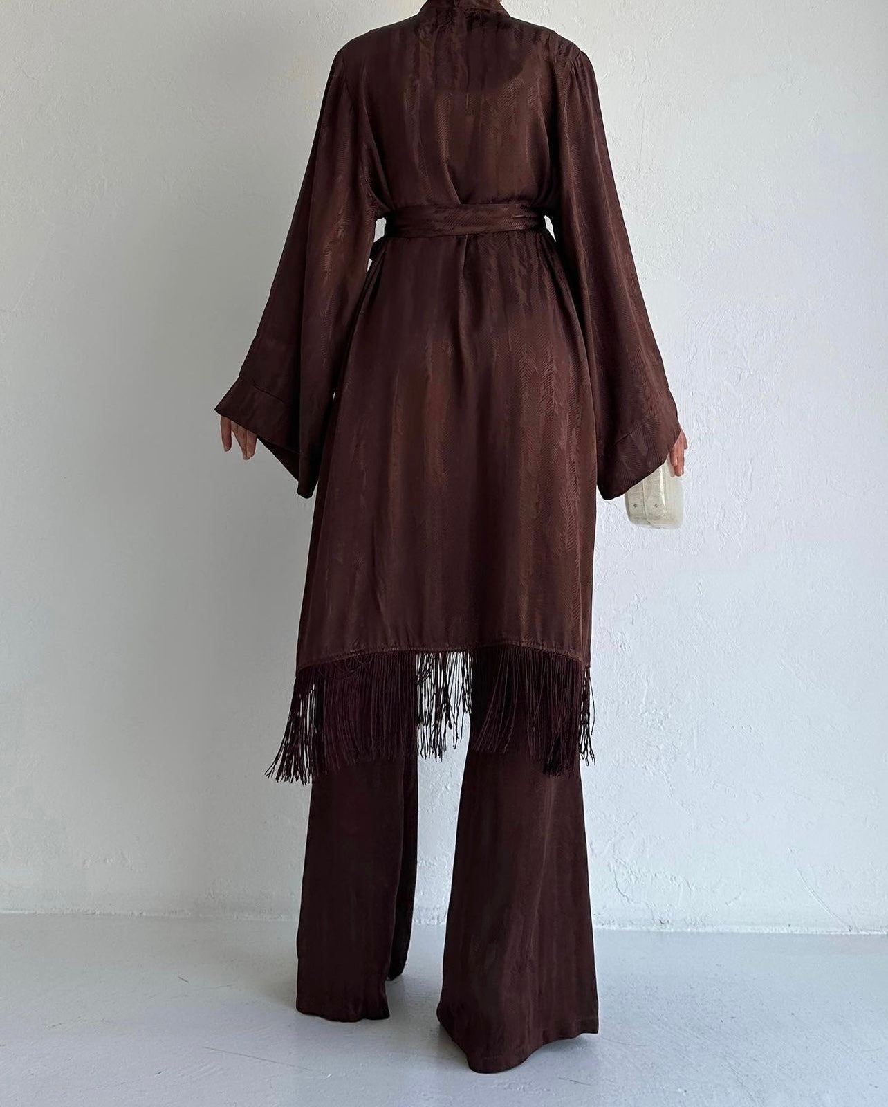 Elegant Dressy Cardigan Pant Set With Tassel