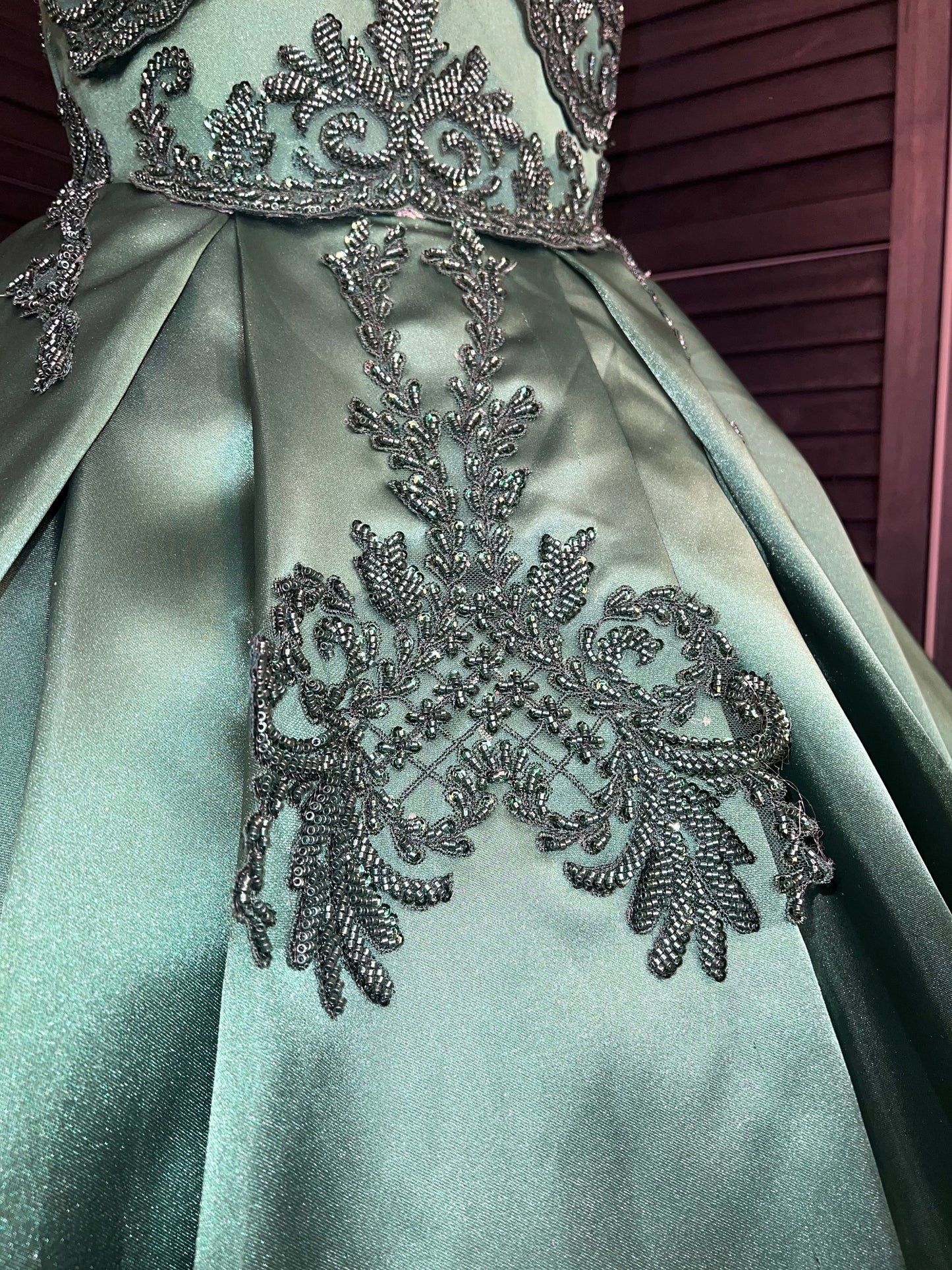 LANA Luxury GREEN Beaded lace Puffy Flower Girl Dress