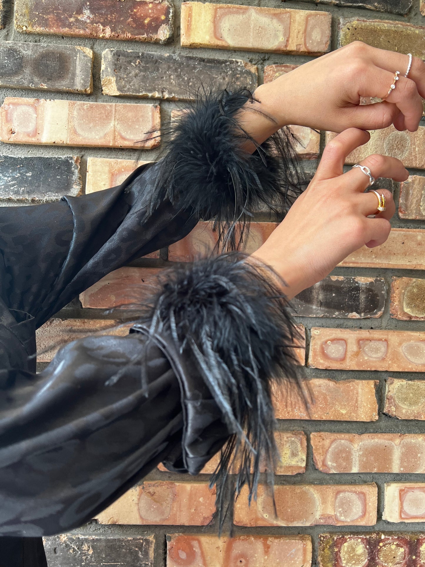 Feather Fur Cuffs Set Of 2