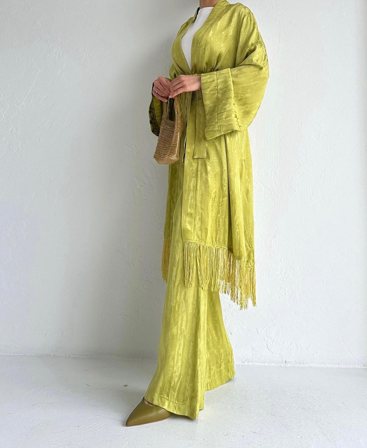 Elegant Dressy Cardigan Pant Set With Tassel