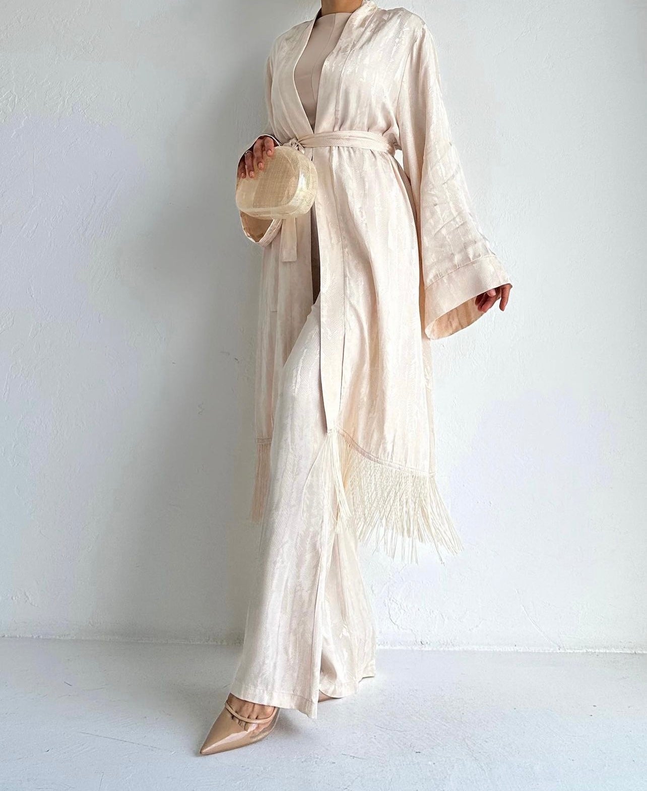 Elegant Dressy Cardigan Pant Set With Tassel