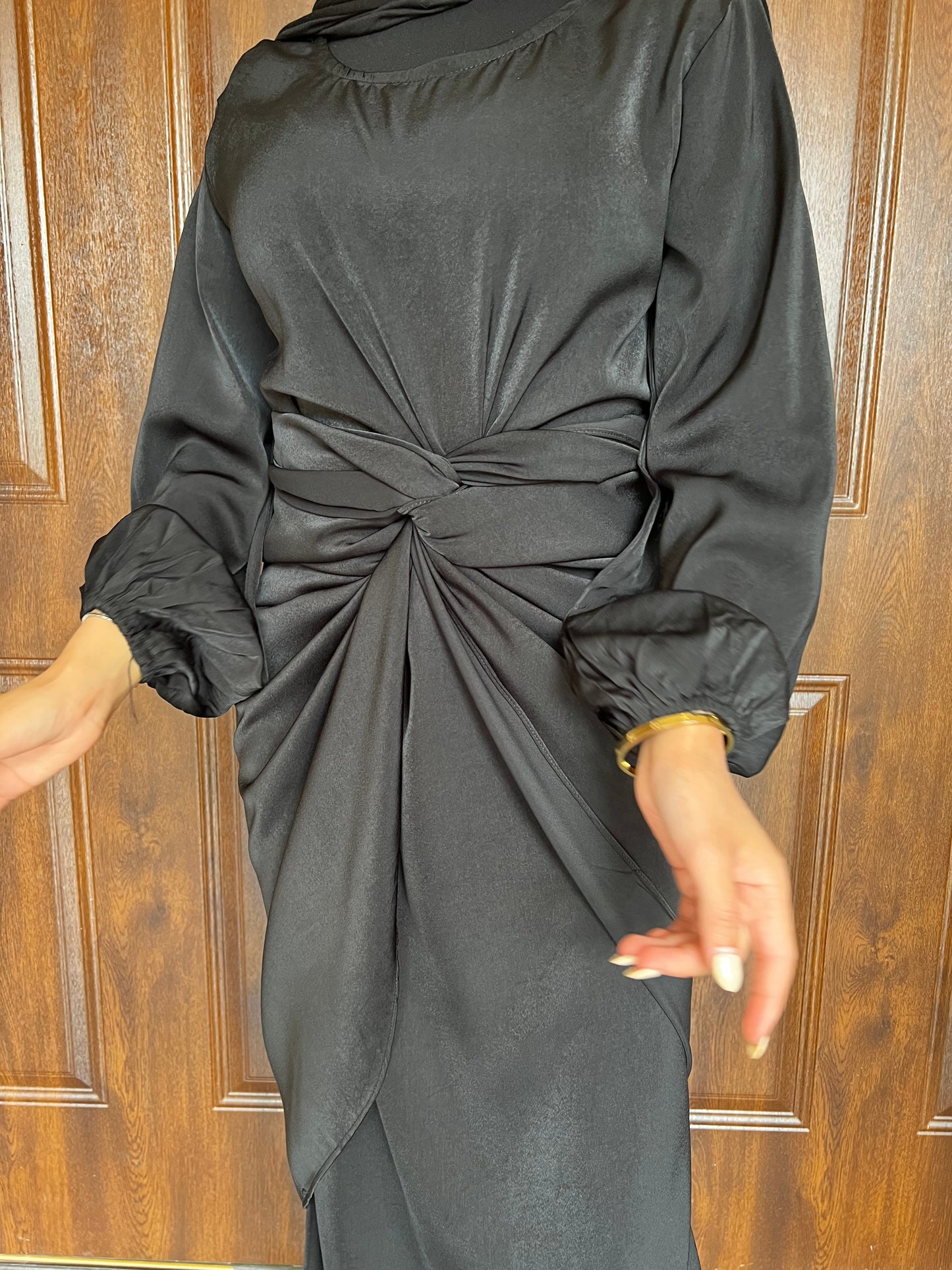 2 Pcs Suede Dress With Tie-Wrap Skirt