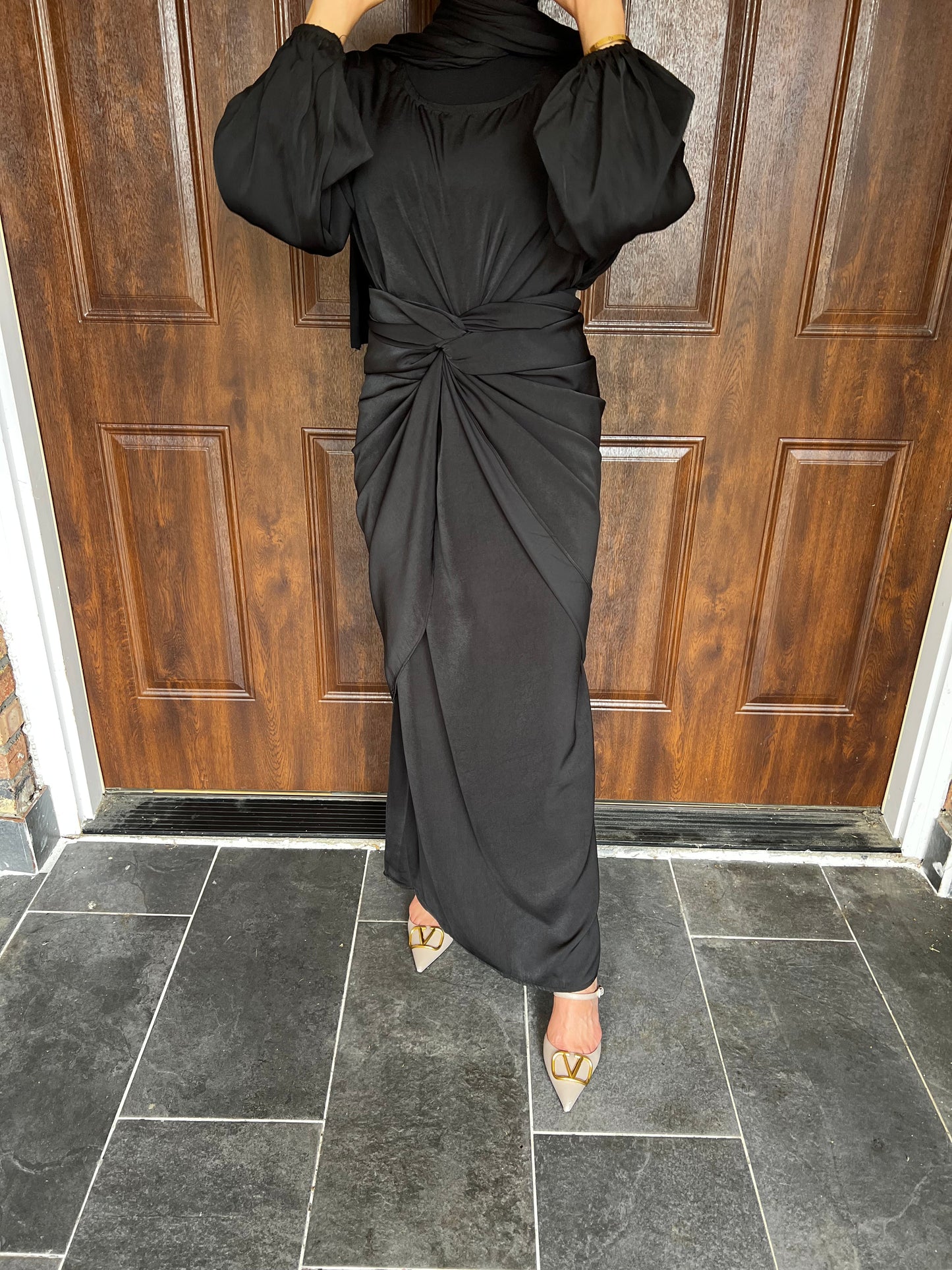 2 Pcs Suede Dress With Tie-Wrap Skirt