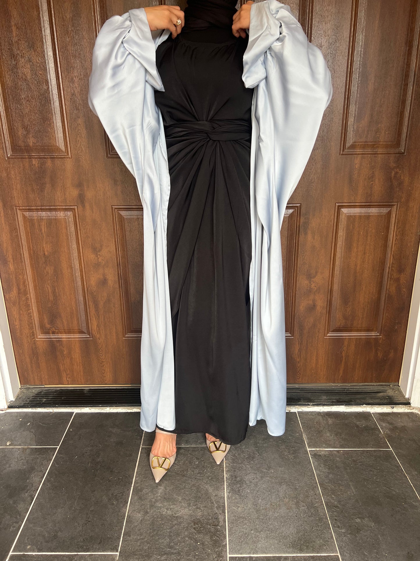 Suede Satin Open Butterfly Abaya
