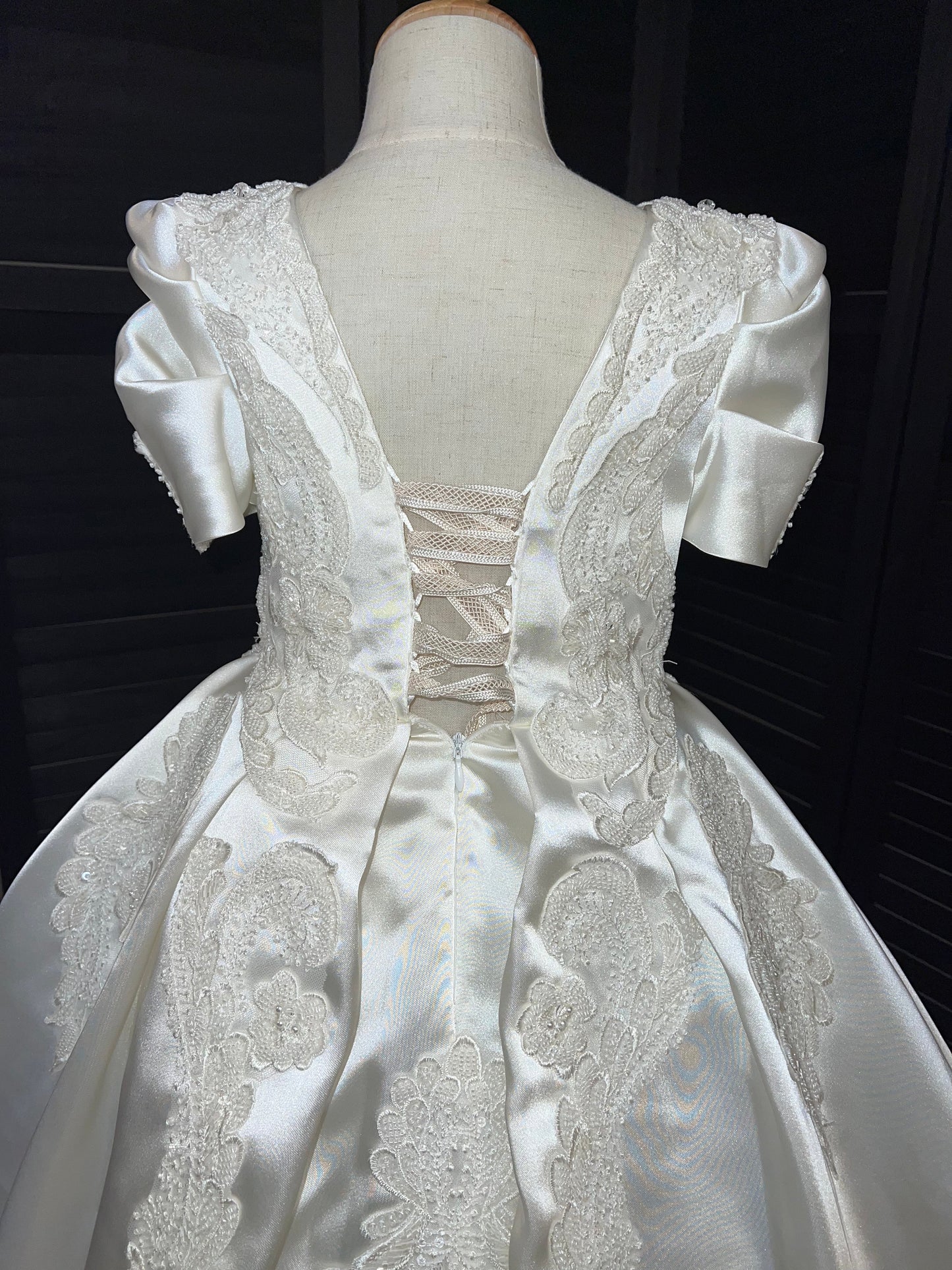 Rudeen Luxury Off White Lace Puffy Flower Girl Dress