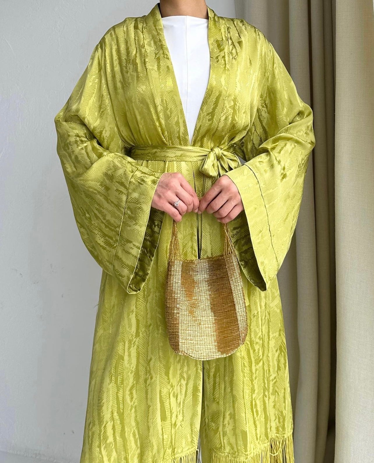 Elegant Dressy Cardigan Pant Set With Tassel
